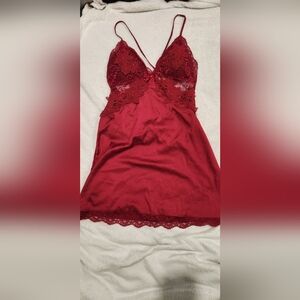 Red Slip Low-back with Lace